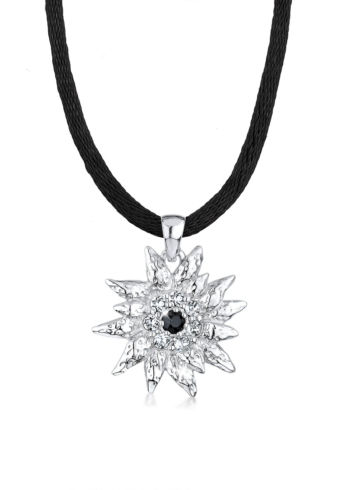 Elli necklace ladies pendant edelweiss with crystals in 925 sterling silver