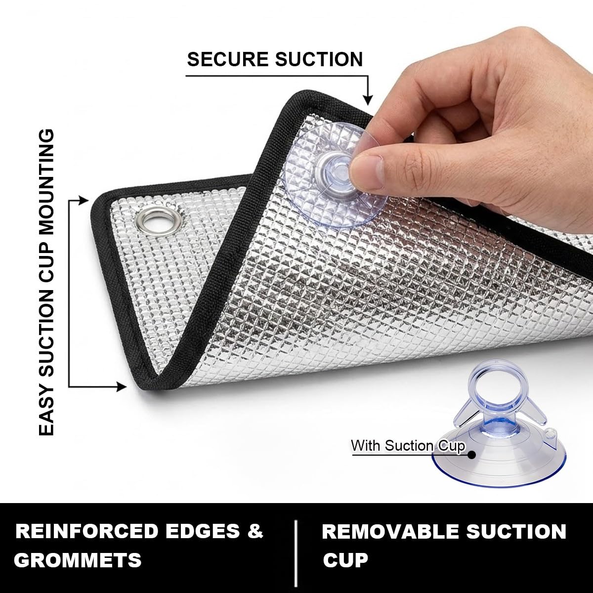 8mm Film Isolant Thermique Fenetre Aluminisé, Film Occultant Réfléchissant Ventouse, Rideau Protection Solaire Intimité Double Couche pour Camping-Car, Véranda, Loggia(160x200cm)