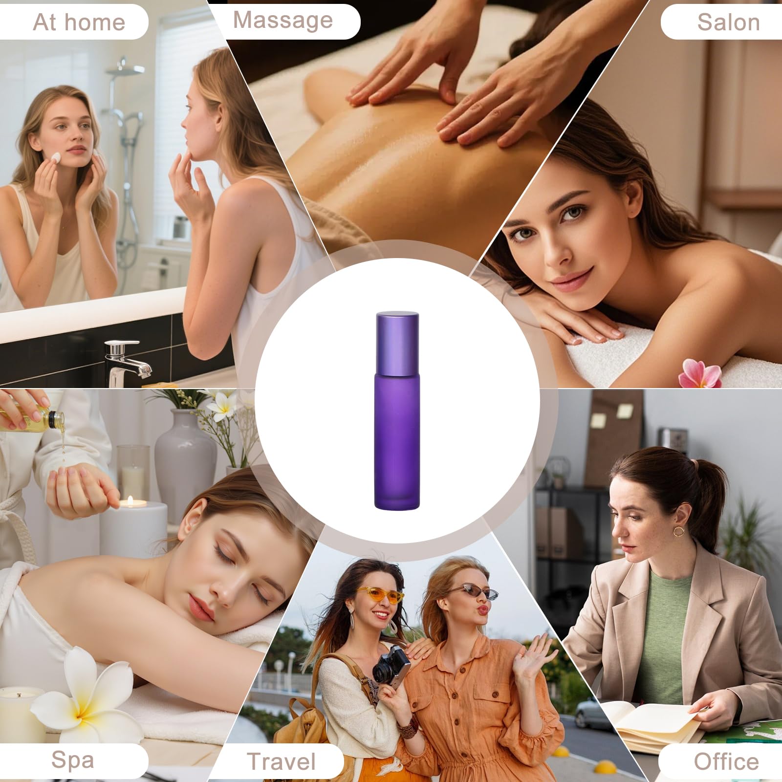 Bottiglie Flaconcini Vuoti per Oli Essenziali, 16 Pz 10ml, Flaconi in Vetro Satinato Colorato con Sfera in Acciaio Inossidabile, Perfetti per Aromaterapia, Profumo e Massaggio
