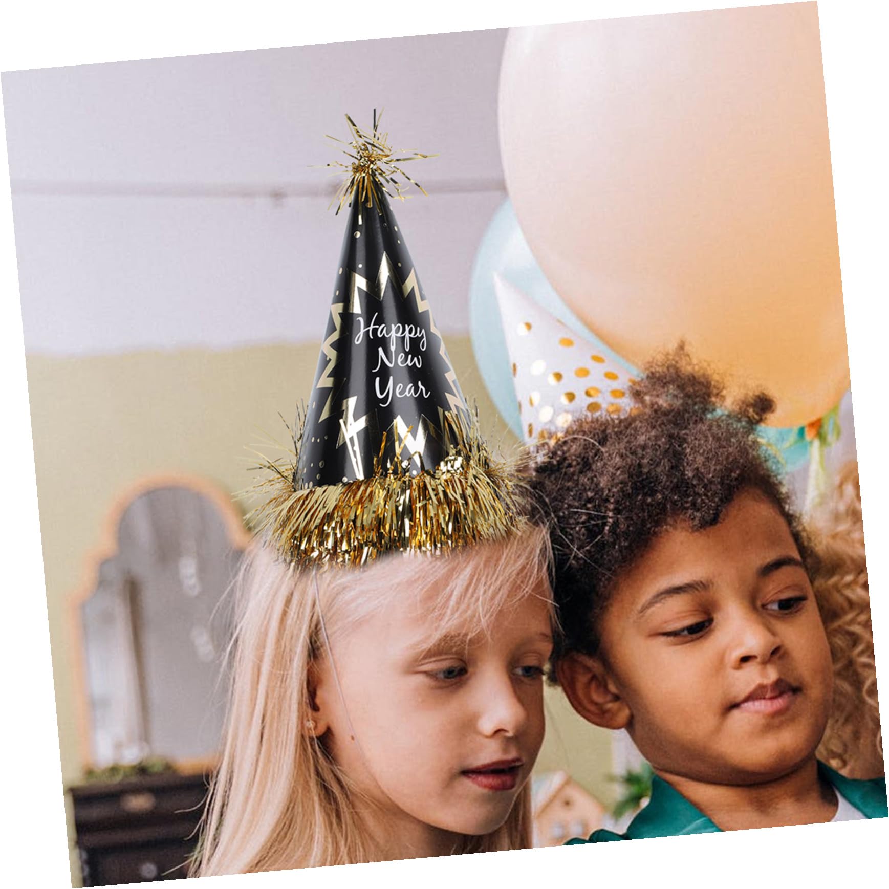 Neujahrs-Feierhut-Set Schwarz-Gold mit Stirnband Papierhut und Krachmacher Sichere Materialien Vielseitige Silvester-Deko für festliche Jahreswechsel-Feiern und Geburtstage