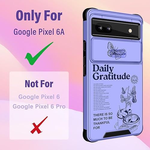 Miniatura 2 de Google Pixel 6A - Funda para mujer, diseño de mariposa púrpura 2 en 1, diseño kawaii con funda para cámara y soporte de anillo, TPU