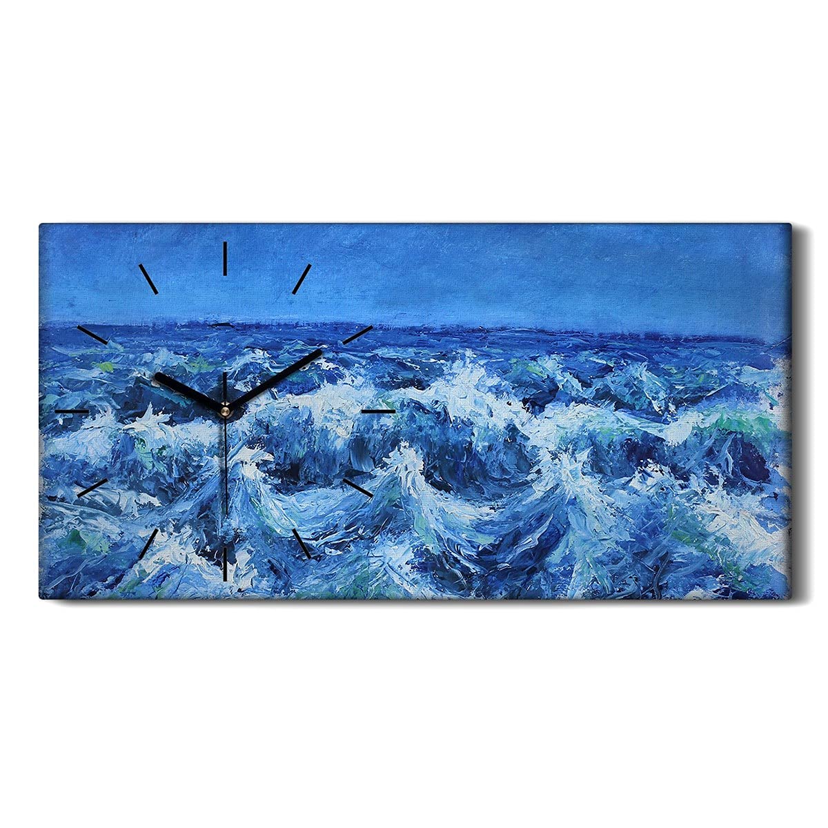 Horloge sur Toile Coloray 60x30cm - Motif Tempête et Vagues