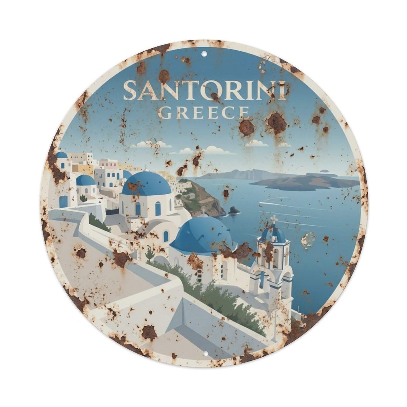 Vintage Travel Fira Santorini Overlook 1 Metal Tin Sign