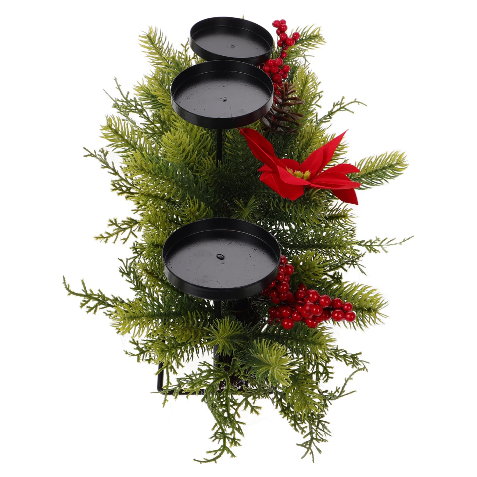 Ensemble de bougeoirs de Noël et centre de table avec baies rouges de fête