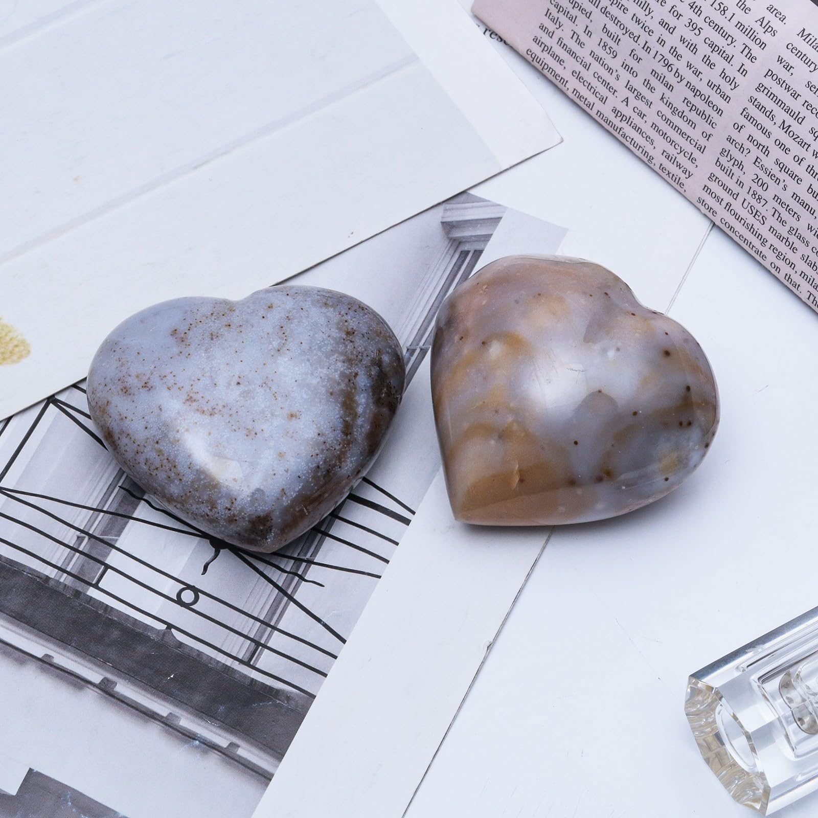 dssmboom Natural Ocean Agate Crystal Heart Worry Stone for Valentine's Day - Image 4