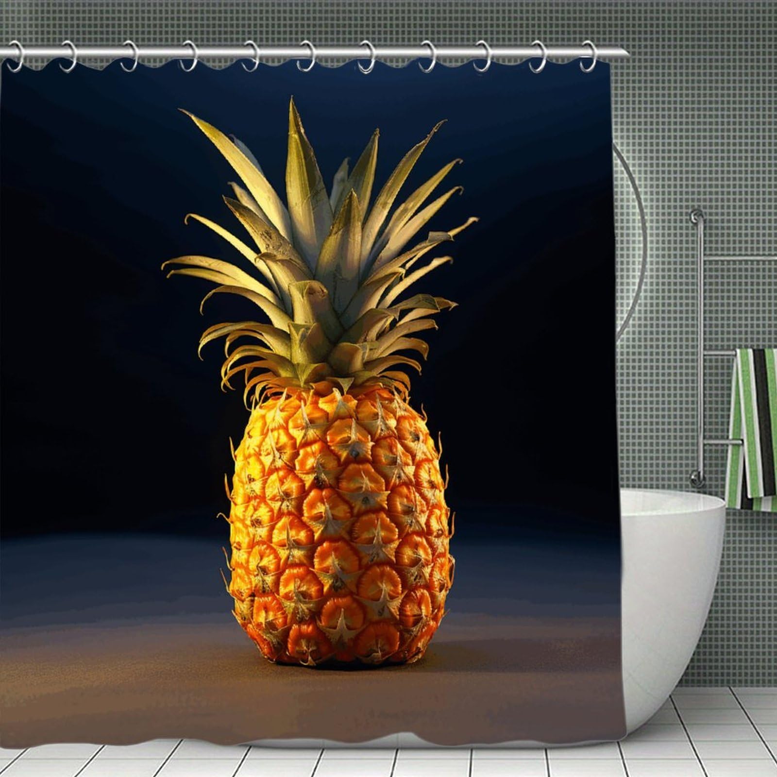 JTREHY Pineapple Fruit Shower Curtain Waterproof Bathroom Shower Curtain Machine Washable Bath Curtains Polyester Cloth Bath Curtains for Bathroom Showers 70.8×70.8Inch