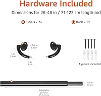 Vista 3 de Yaxa Basics - Barra de cortina opaca para oscurecimiento de habitación, 28 a 48 pulgadas, color negro