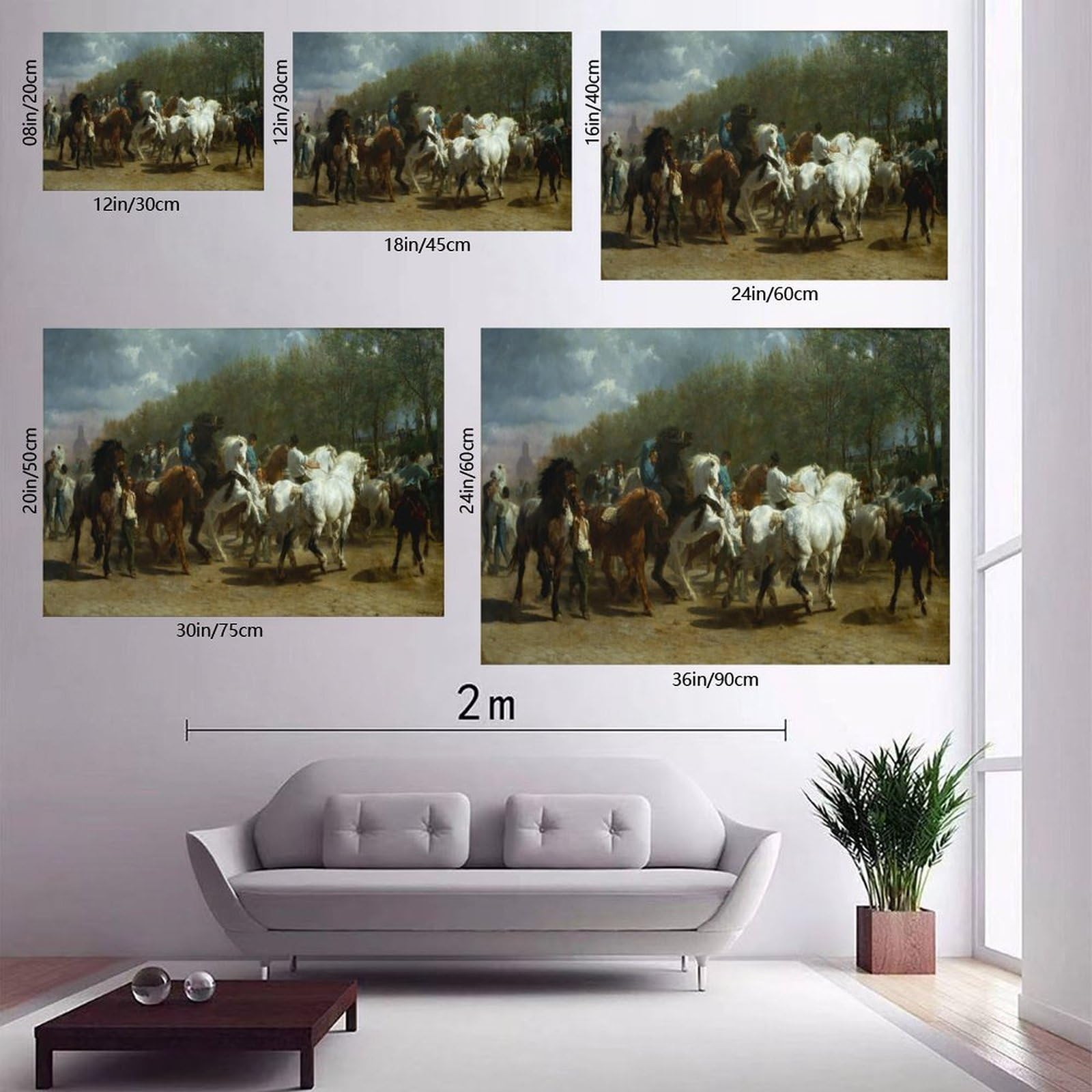 Le 100 Migliori Pitture del Mondo La Fiera dei Cavalli di Rosa Bonheur Poster per Camera da Letto Tela Decorativa per Sport Paesaggio Ufficio Decorazione per Stanza Regalo Cornice 40x60cm