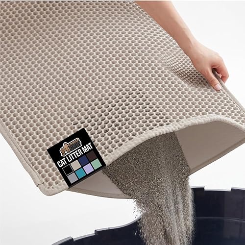Miniatura 13 de GORILLA GRIP Tapete para caja de arena para gatos con diseño de panal de abeja, tapete de basura de dos capas, suave para las patas, suministros de