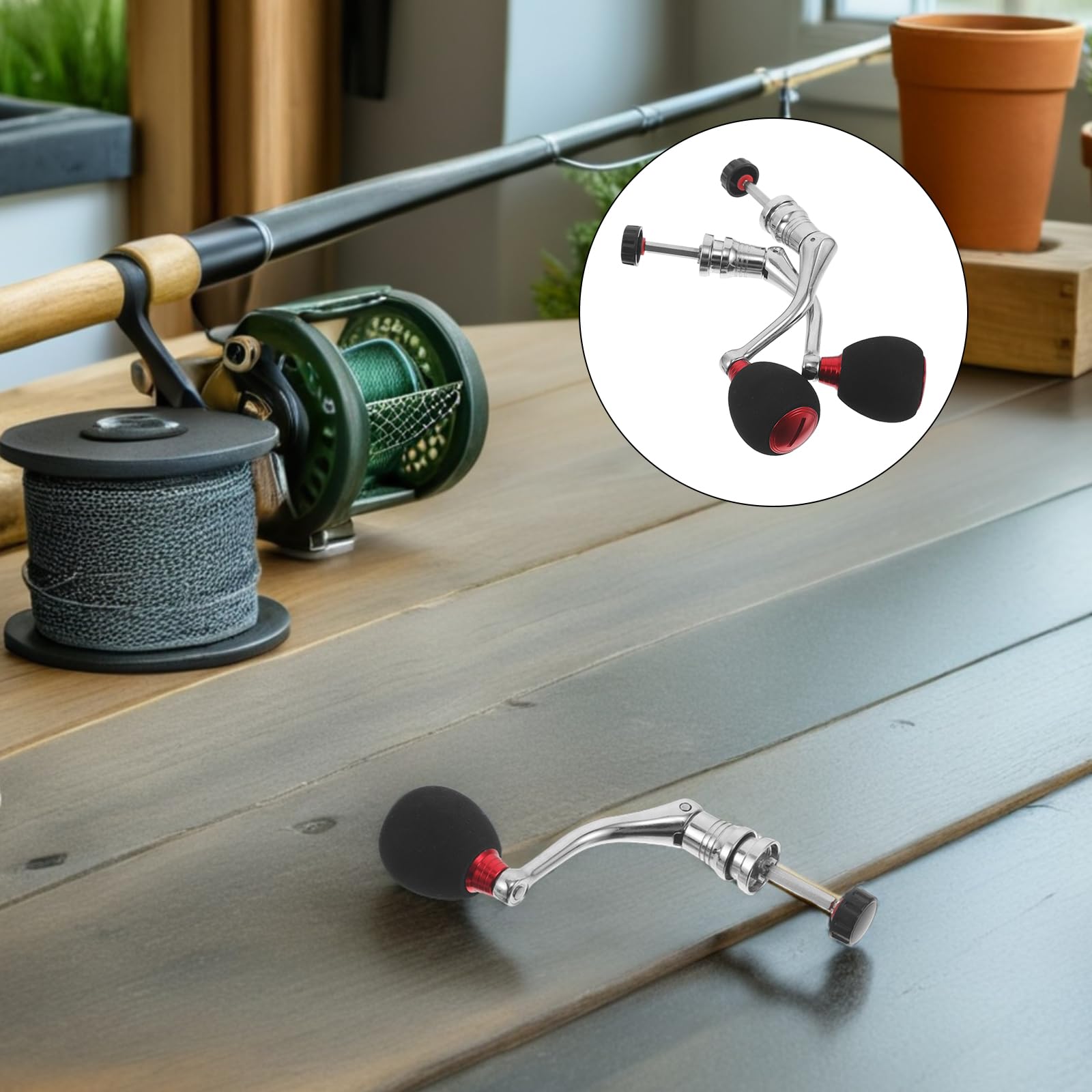 NOLITOY Mango de Manivela para Carrete de Pesca 2000-3000 Metal Rojo Mediano con Empuñadura Eva 2 Piezas Repuesto para Carretes Giratorios Uso Deportivo Pesca al Aire Libre