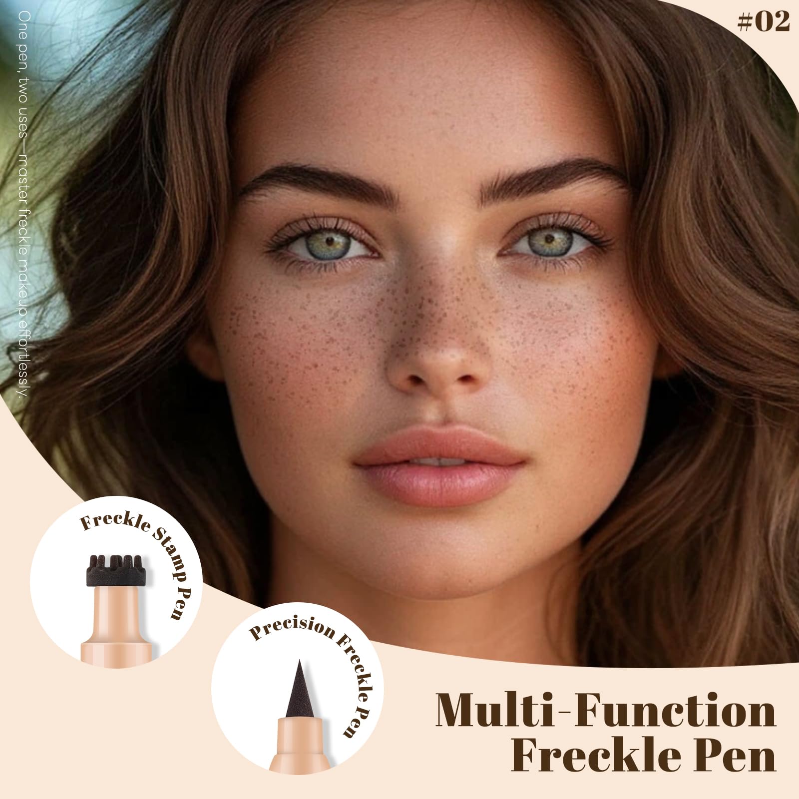 Noerrors Freckle Stamp Pen, 2 in 1 Natural Lifelike Faux Freckle Stamp with Soft Dots Pen for Effortless Sun-Kissed Look - Image 2