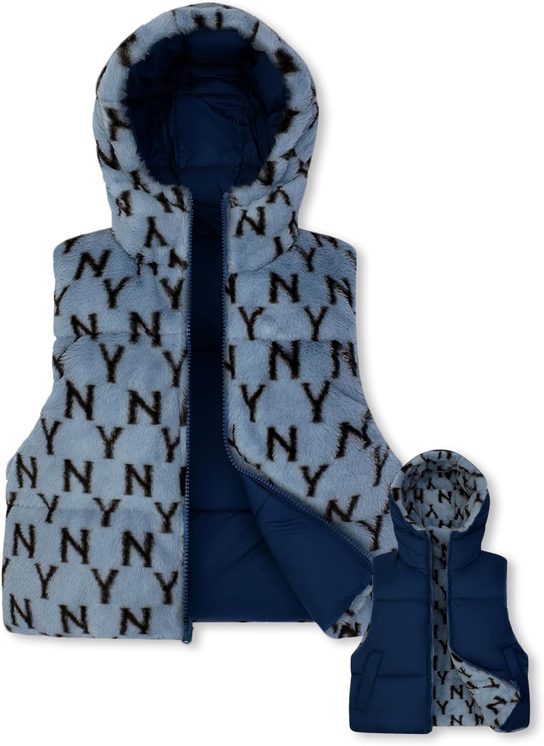 solomate Reversible Womens Winter Cropped Puffer Vest Sleeveless Fleece Lined Jacket Zipper Hoodie Short Coat - Image 2