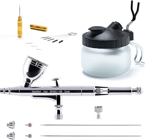 Gaahleri Pistola de aerógrafo GHAC-98D y kit de limpieza de aerógrafo