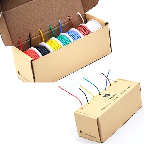 Miniatura 4 de Kit de cables siliconados de calibre 18 a 30 awg, 7 colores, carretes de cable para conexión eléctrica de alambre de cobre estañado, cable suave y