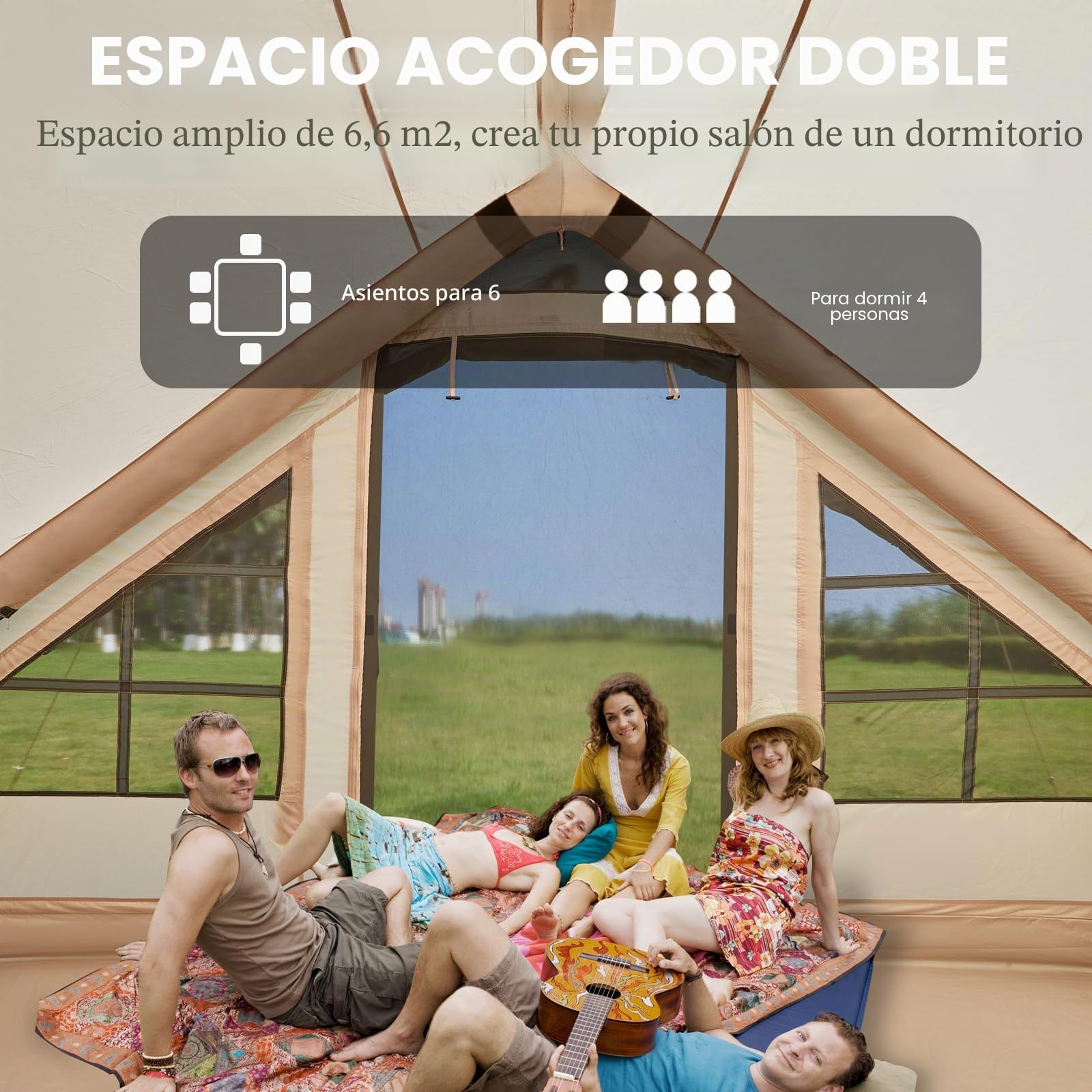 Carpas inflables para acampar con gato de estufa, 2/4/6/8 personas, fácil instalación, tiendas de campaña inflables para 4 estaciones, tienda de campaña inflable impermeable con toldo, tiendas de