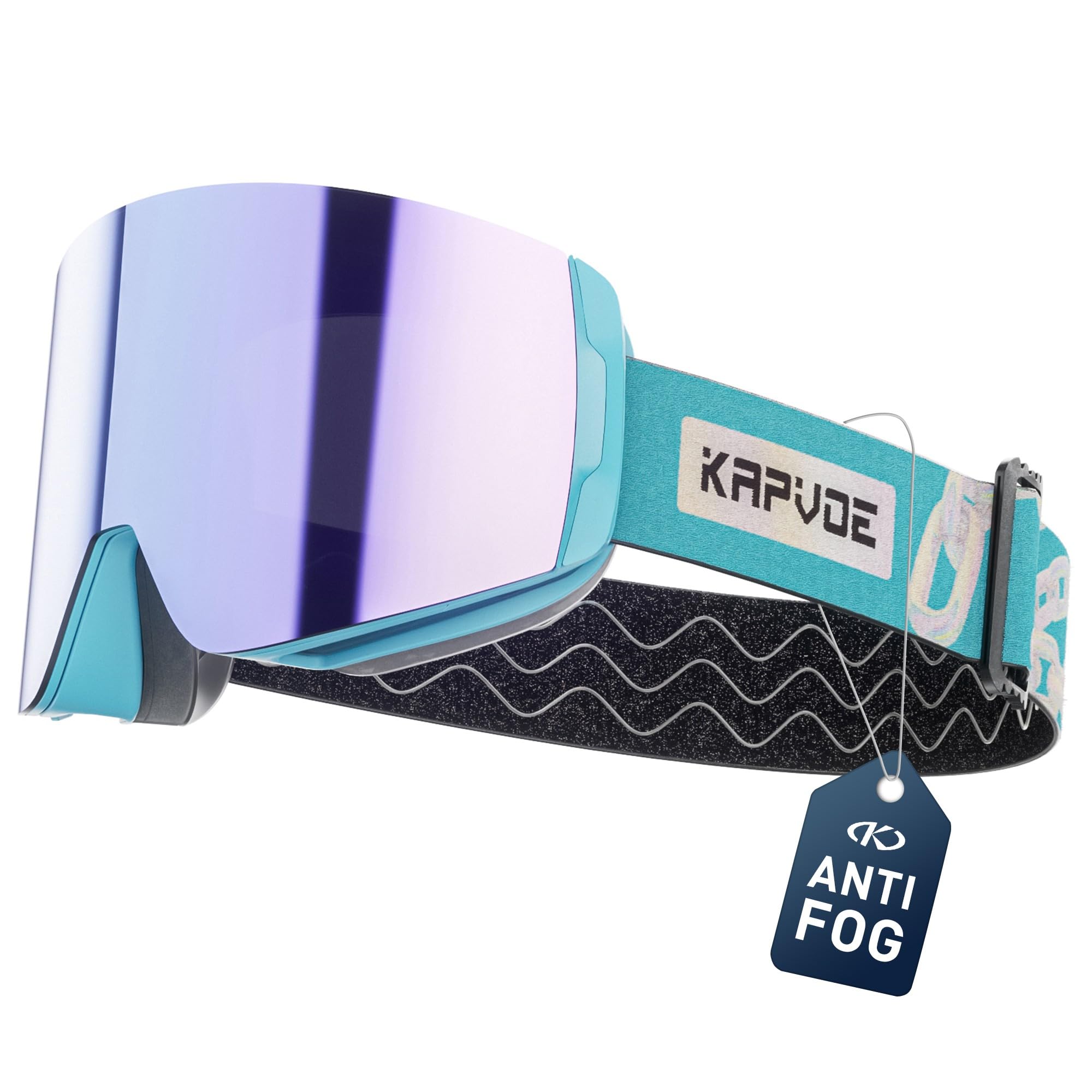 KAPVOE Masque de Ski OTG pour Homme et Femme Anti-buée Lunettes de snowboard à Verres Magnétiques Interchangeables, Protection UV400 Pour Sports D’hiver K718