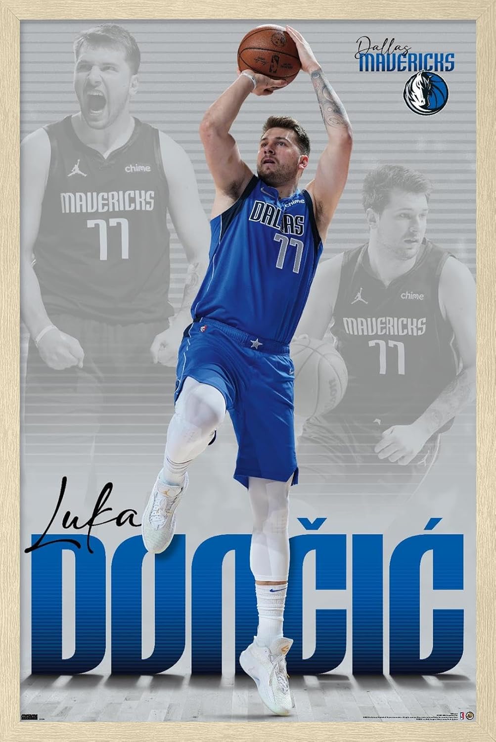 Trends International NBA Dallas Mavericks - Luka Doncic 22 Wall Poster, 14.725" x 22.375", Black Framed Version