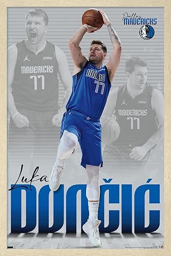 Miniatura 31 de Trends International NBA Dallas Mavericks - Póster de pared de Luka Doncic 22, 22.375 x 34 pulgadas, versión enmarcada en negro Versión enmarcada