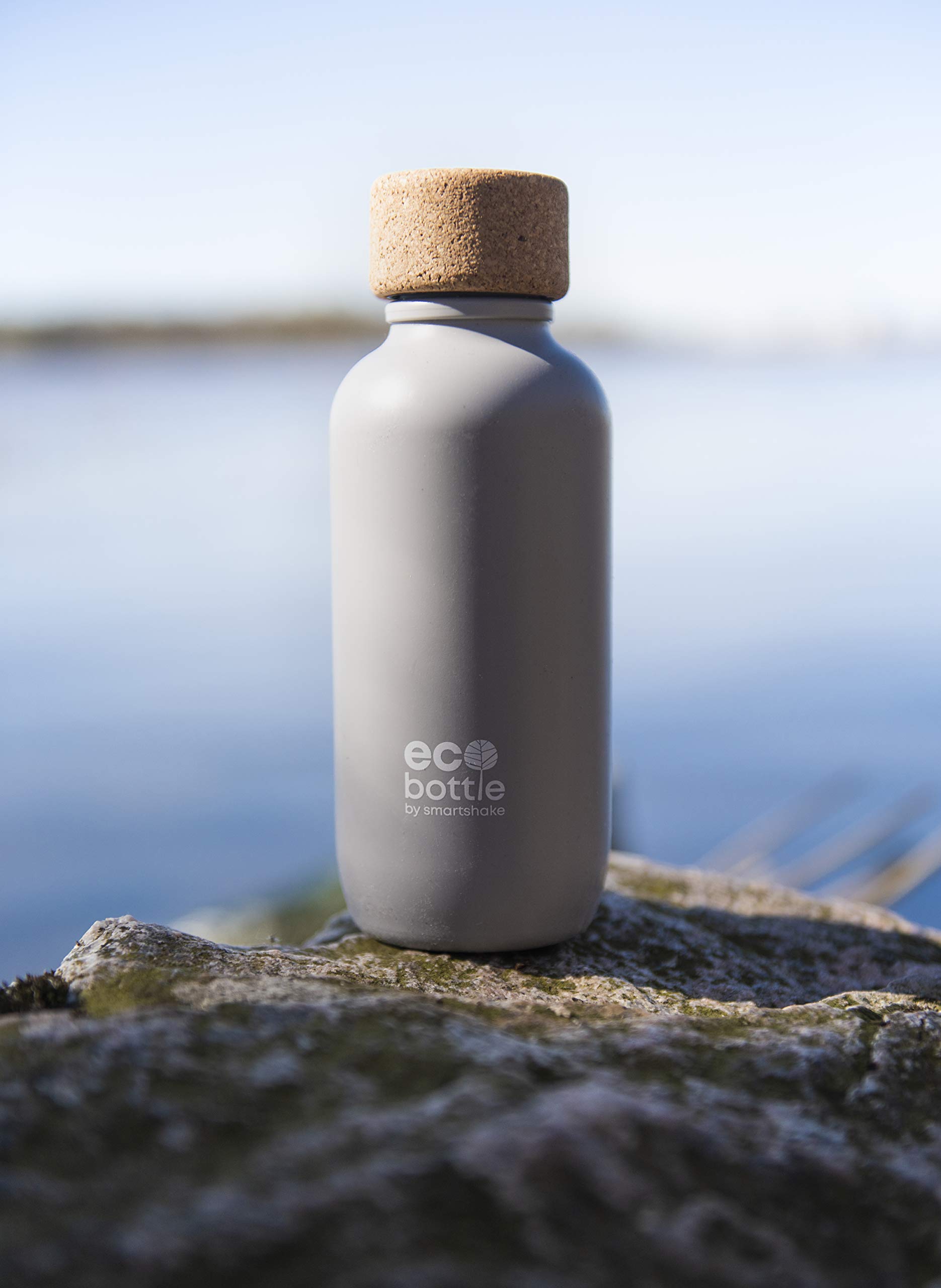 Smartshake EcoBottle 650 Cool Gray – 650 Ml, Aus Zuckerrohr & Kork, BPA-frei, Spülmaschinenfest