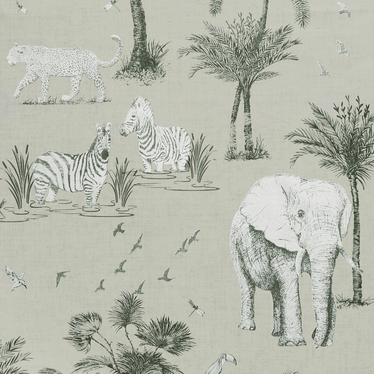Arthouse Safari Lagoon Grey Wallpaper from B&Q