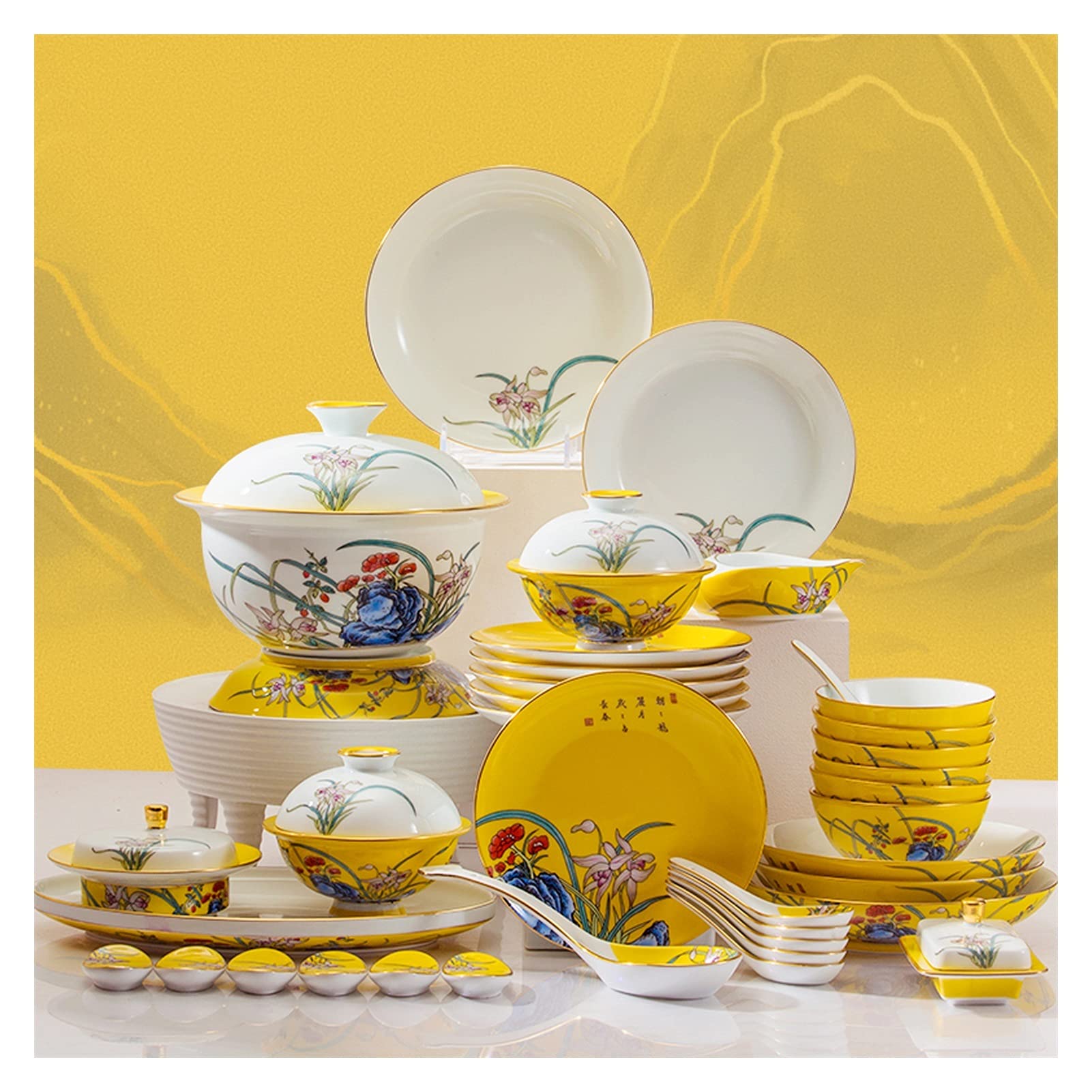  食器セット イエロー ホワイト イエローとホワイトの食器セット
