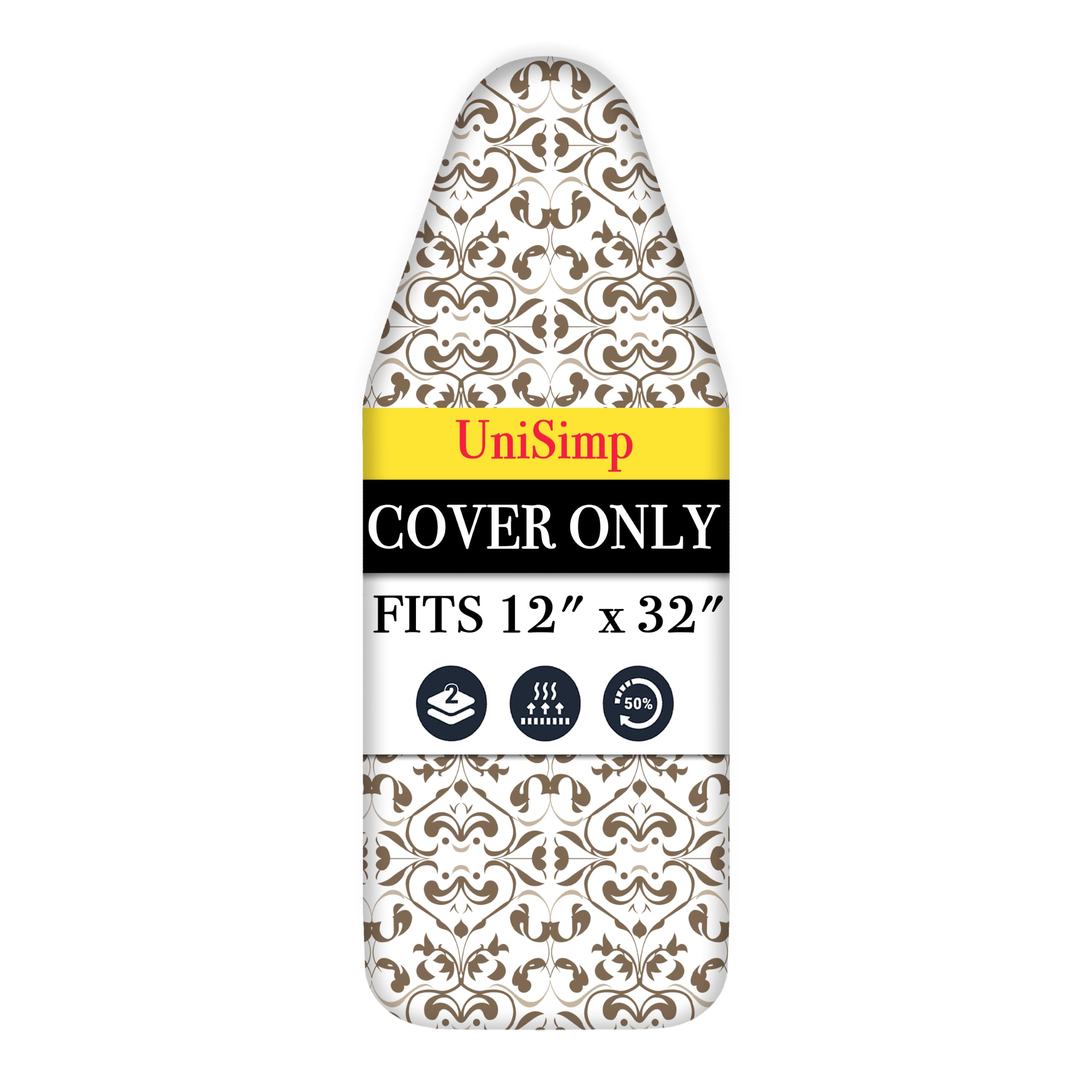 UniSimp Small Ironing Board Cover and Pad 12x32, Taupe