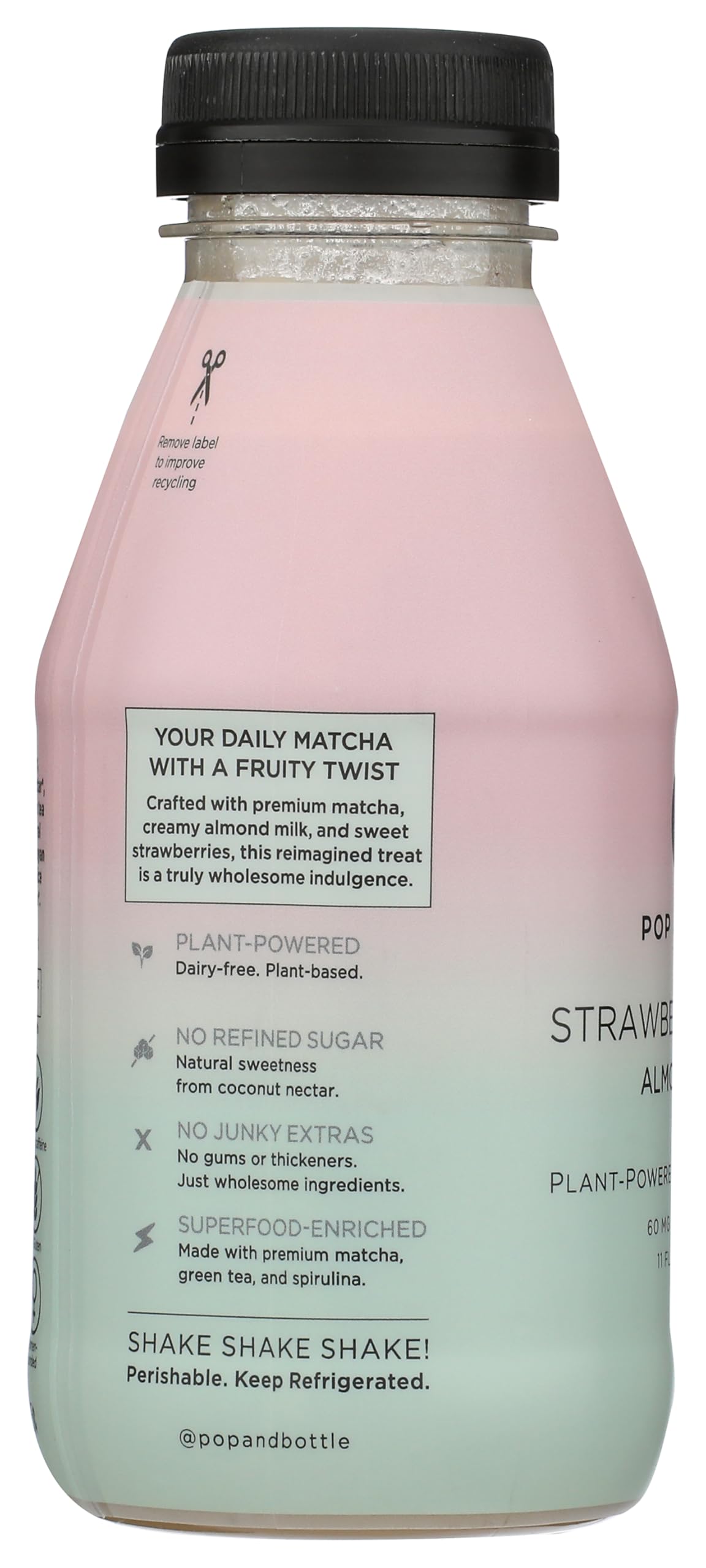 POP AND BOTTLE Organic Strawberry Matcha Almond Latte 11 FZ — view 5