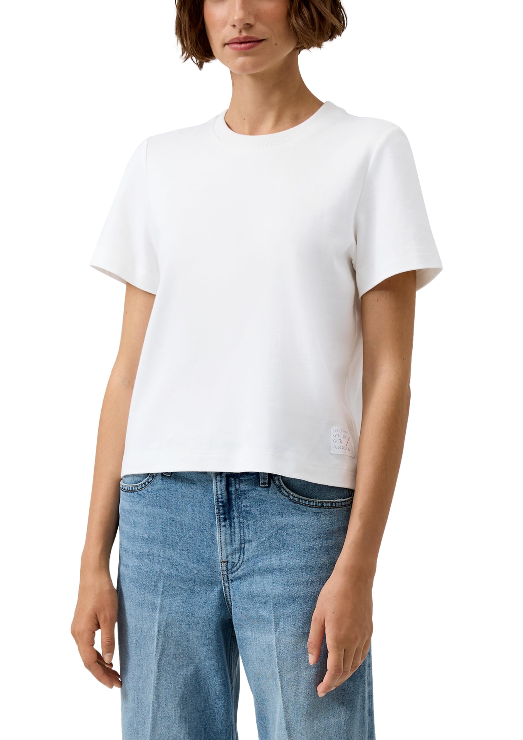 S.oliver Women's 0100 Cropped Interlock Jersey T-Shirt, _White, 14