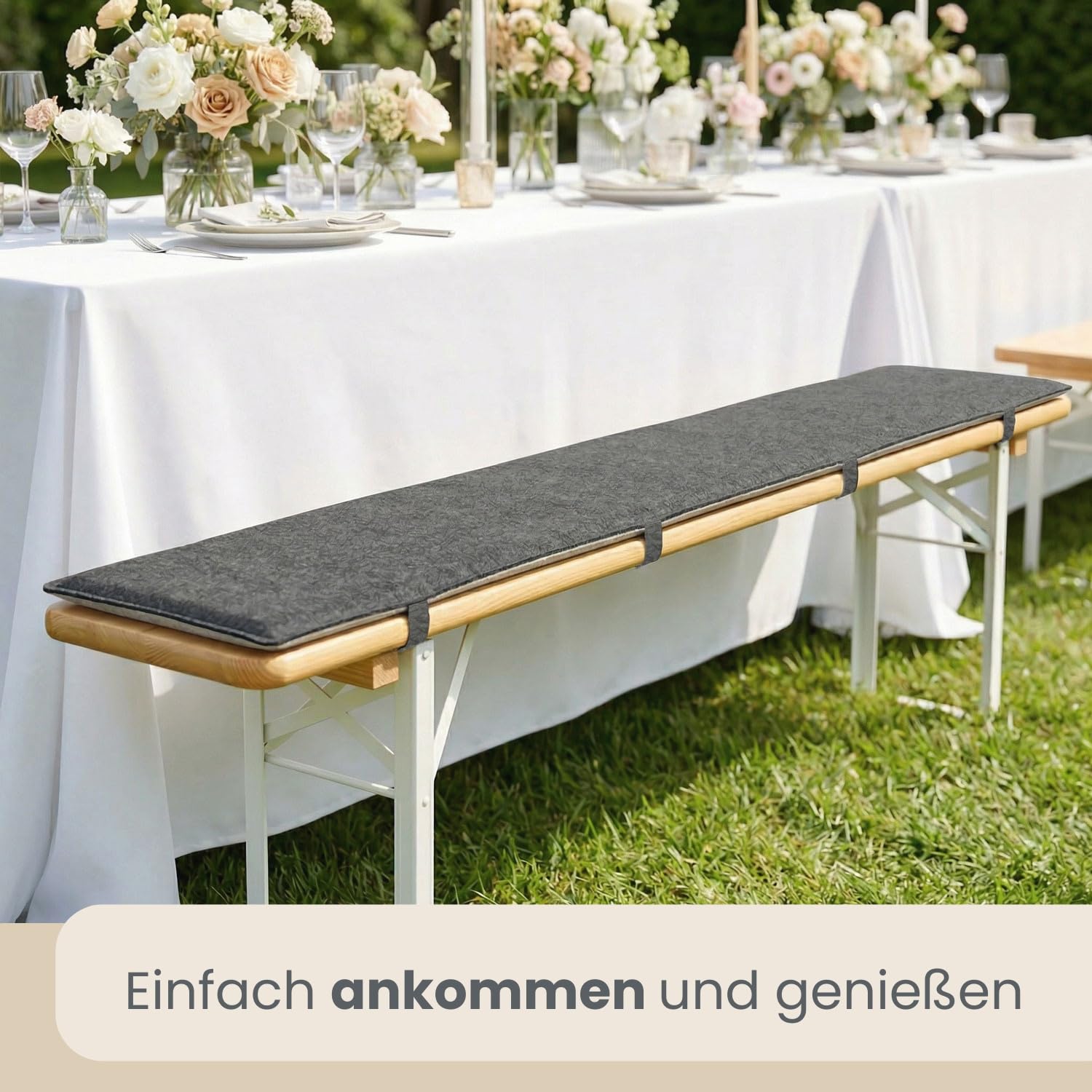 DuneDesign 2er Set Filz Bierbankauflage 180x28cm 2-Farbig Wendbar - Bierbank Polster Set 1cm Dick - Faltbare Sitzauflage für Bierzeltgarnitur - Sitzkissen für Garten Partybank Bierbankkissen Festzelt