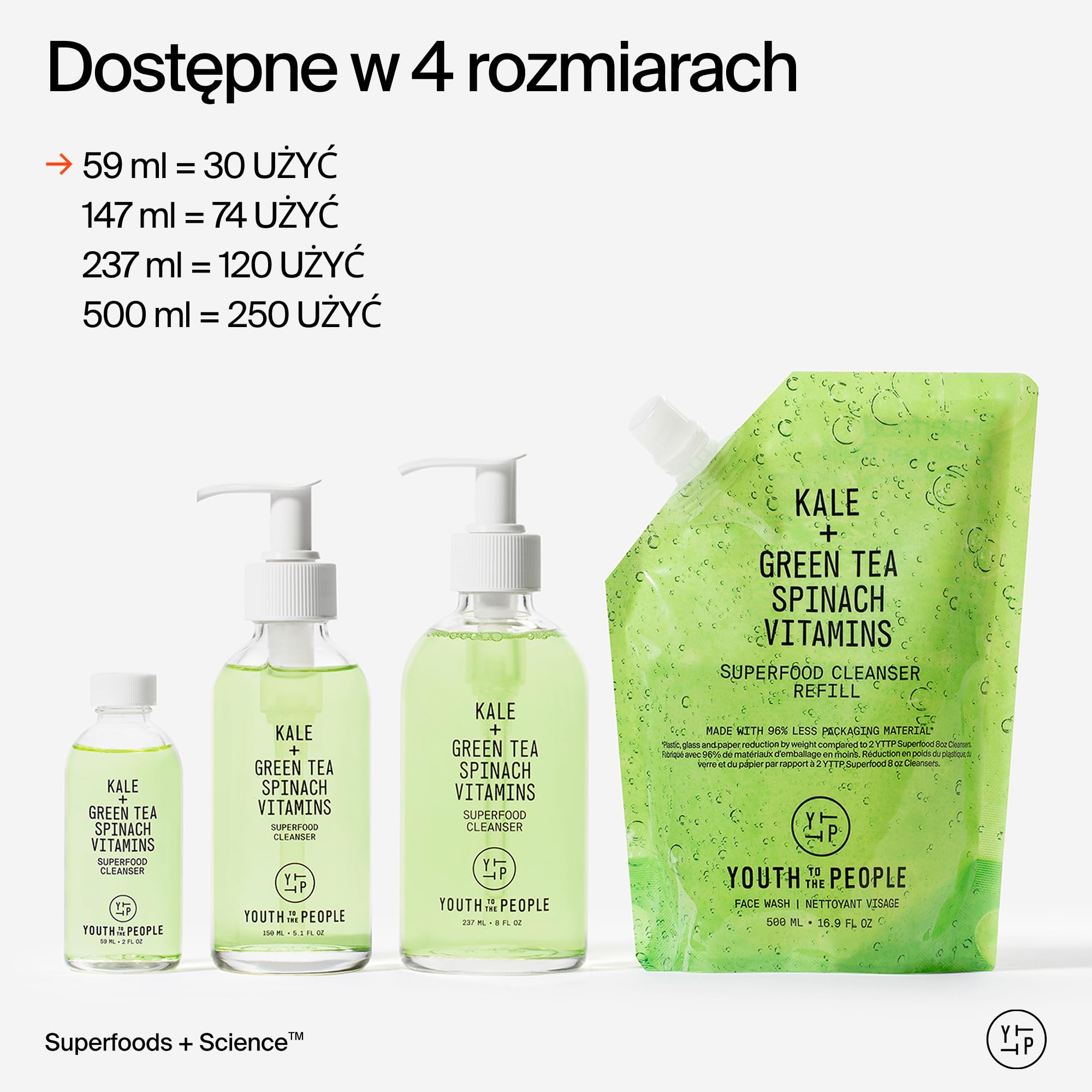 Youth To The People Superfood Cleanser, Żel do Mycia Twarzy dla Kobiet, Z Jarmużem, Zieloną Herbatą & Szpinakiem, Równowaga pH, Dla Wszystkich Typów Skóry, Delikatny Płyn do Demakijażu