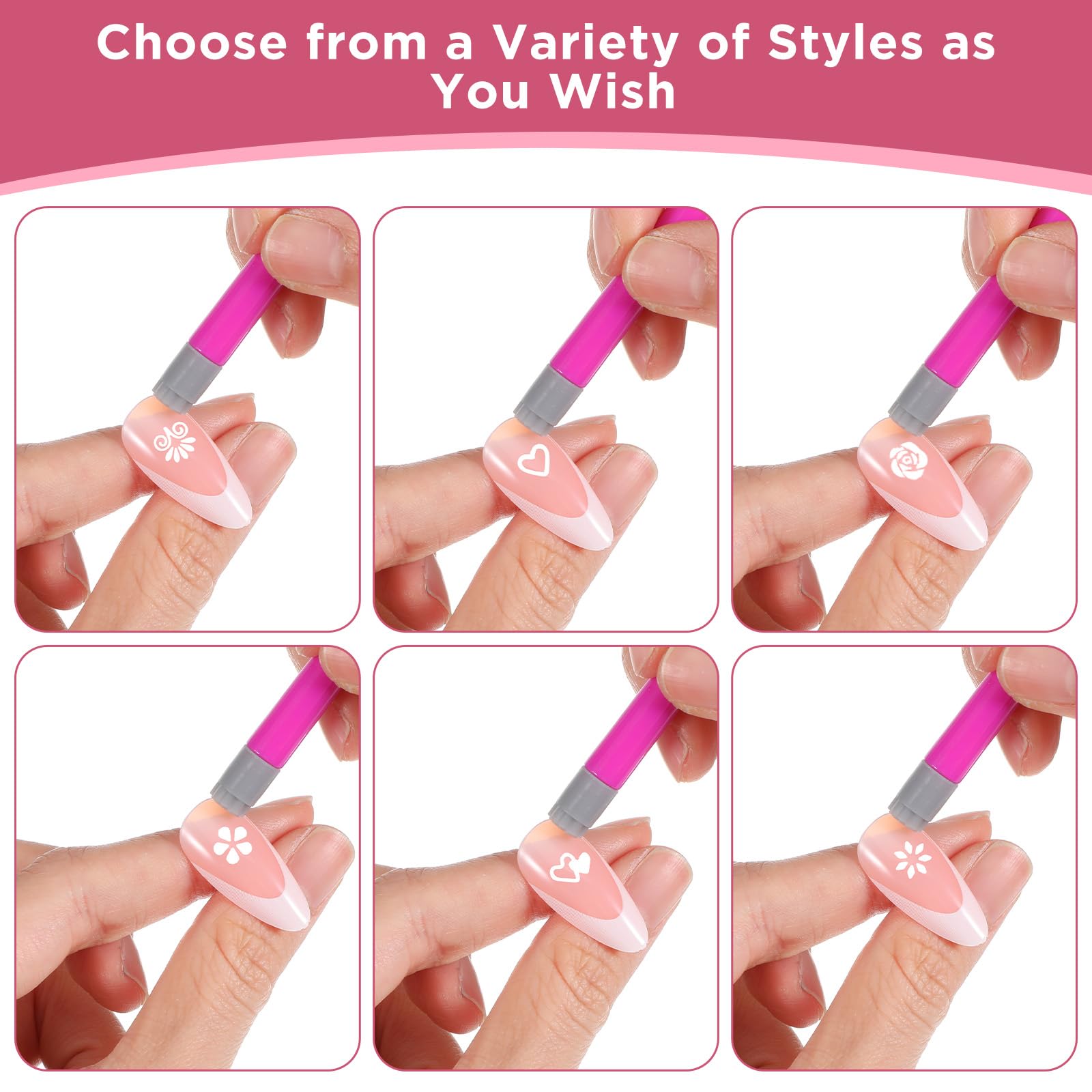 Sellos de uñas de silicona, juego de 15 unidades, portátil, para decoración de uñas, manicura
