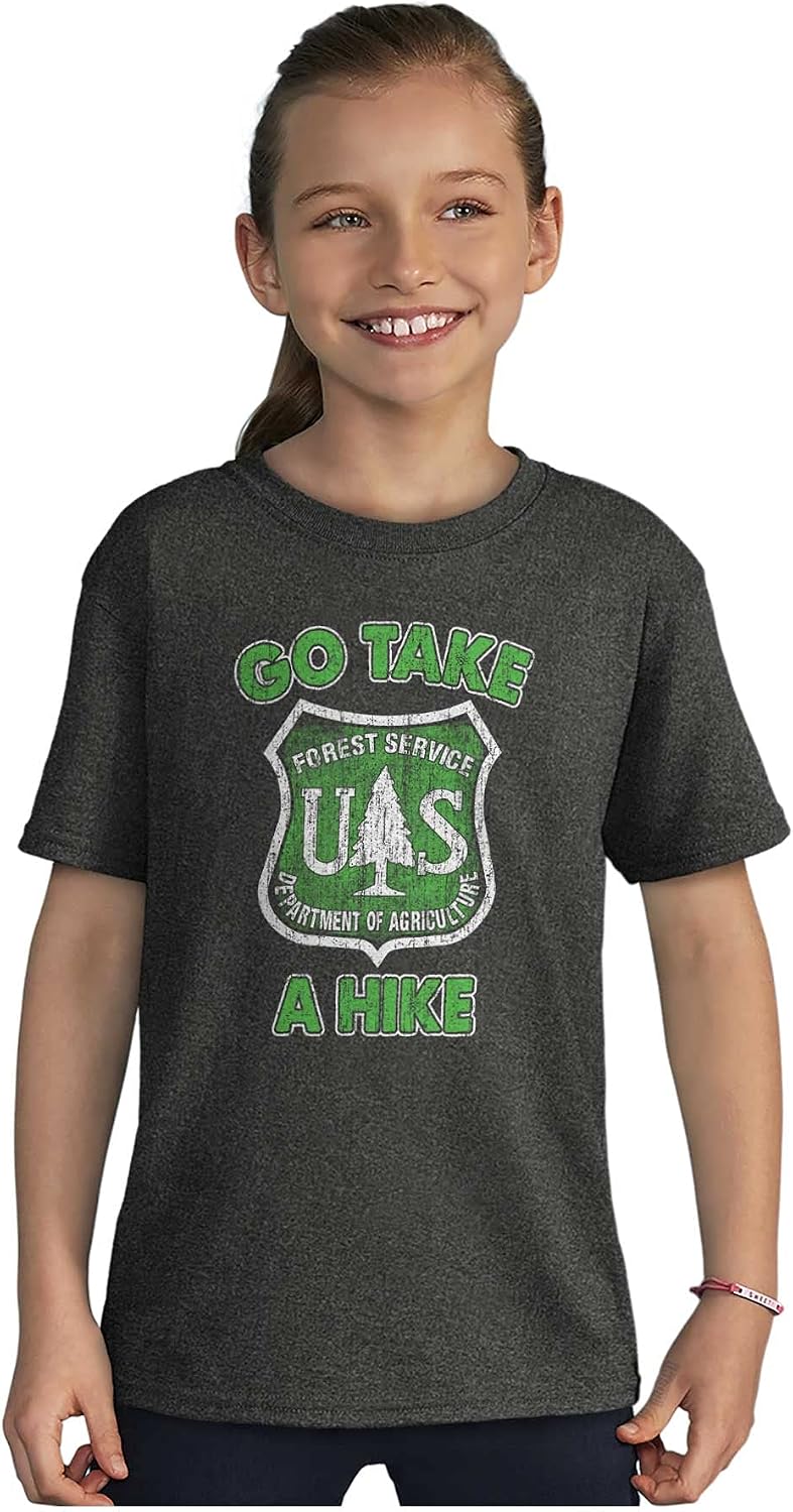 Take A Hike National Forest Service Crewneck T Shirts Boy Girl