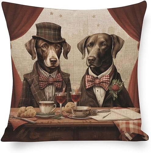 MaSiledy Funda de almohada de laboratorios de perros para Navidad, funda de almohada de granja a cuadros rojos, para vacaciones de invierno, al aire