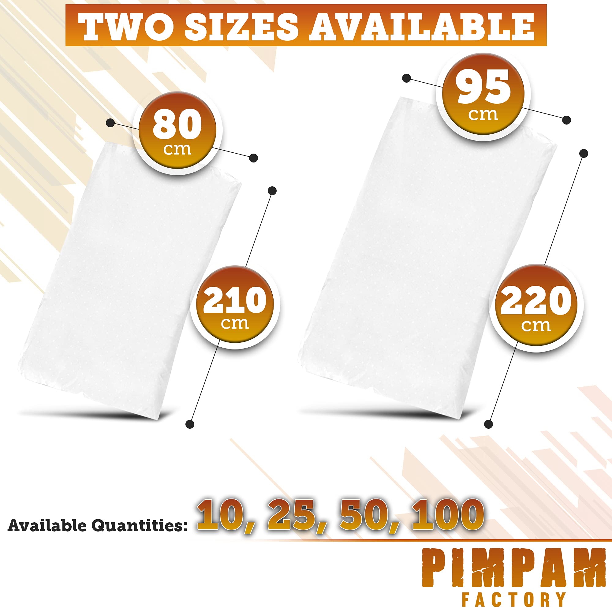 PimPam Factory Jednorazowe prześcieradło z gumką TNT bez zapachu, odpycha płyny, nakładka na stół do masażu 95 x 220 cm, jednorazowy ochraniacz na materac z recyklingu, wyprodukowano w Hiszpanii, 100