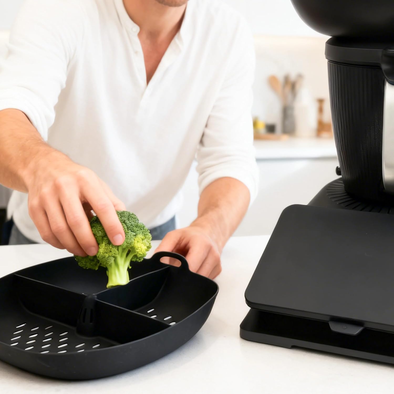 3-in-1 Silicone Steaming Tray Compatible with Thermomix TM7, Food Grade BPA Free Multi-Functional Steamer Tray for Kitchen Cooking Compatible with Thermomix TM7 Accessories