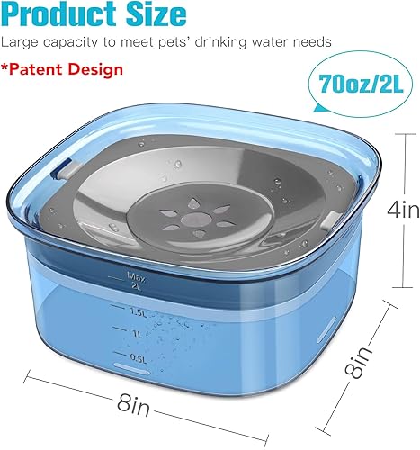 Miniatura 10 de UPSKY Cuenco de agua para perros de 4 litros, 135 onzas, sin derrames, capacidad extragrande, alimentador lento de agua potable, dispensador de agua