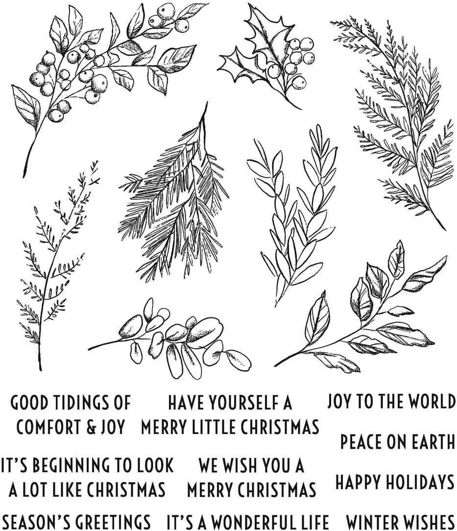 Tim Holtz Stampers Anonymous Holidays 2020 スケッチ グリーンリー クリング スタンプセッ