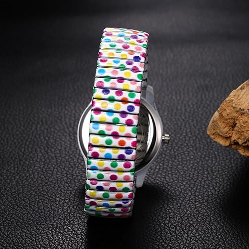 Miniatura 6 de Lancardo Reloj de banda elástica para mujer Bohemia elástica analógica cuarzo gran número blanco reloj de pulsera fácil de leer cumpleaños Navidad
