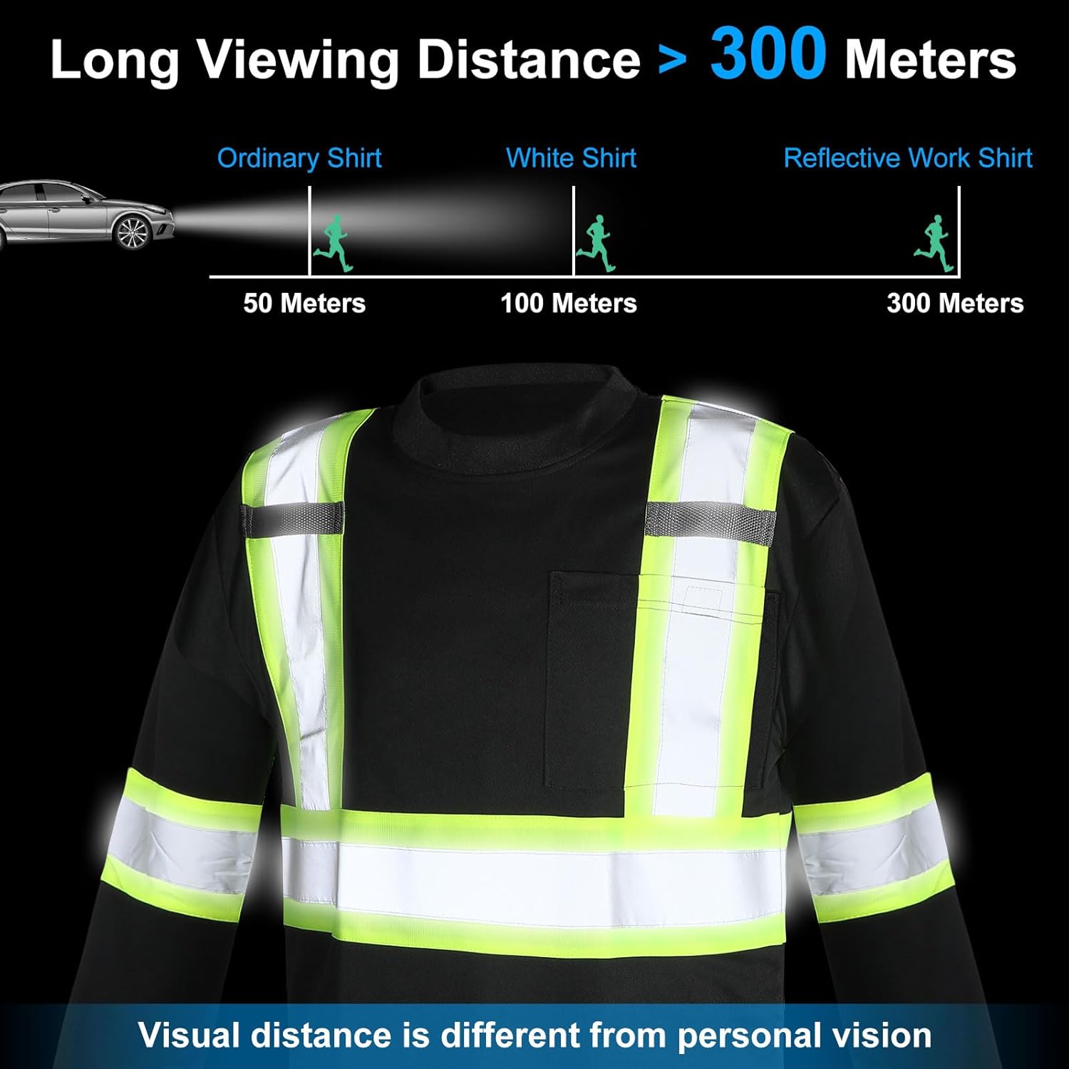 Panitay 12 Pcs Safety Long Sleeve Shirts Bulk Class 3 Reflective High Visibility Shirts with Pocket Black Safety - Image 4