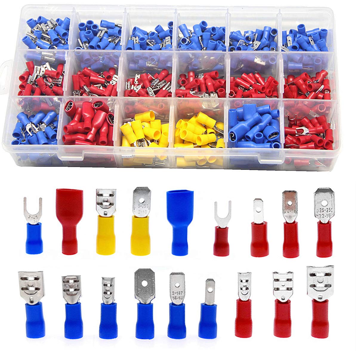 660PCS Assorted Spade Terminals Insulated Cable Connectors Electrical Wire Crimp Butt Fork Terminals Kit + Crimp Plier (Color: HS-30J Plier)