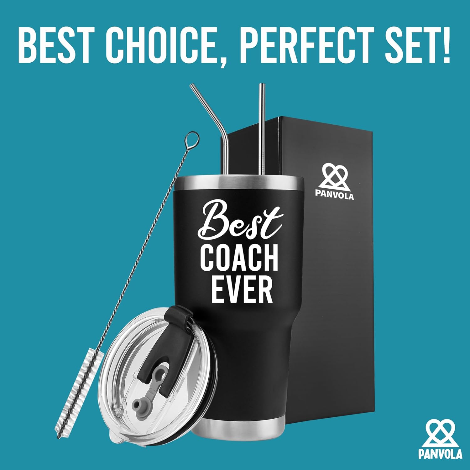 Panvola Best Coach Ever Sports Coach Gifts Soccer Football Baseball Basketball Gym Trainor Mentor From Team Members Students Vacuum Insulated Tumbler Stainless Steel Travel Mug With Straw (30 oz) - Image 6