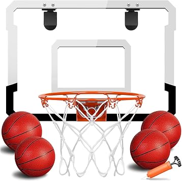 TEUVO Basketball Hoop for Children and Adults Strong Indoor Mini Basketball Hoop for Door with Pump Basketball Hoop Sports Games Gifts for Teens Boys Girls