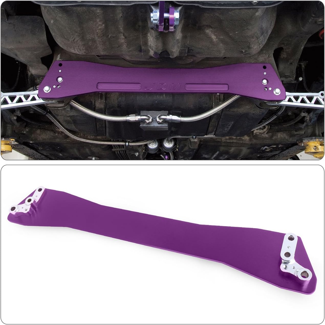 AJP Distributors JDM Rear Lower Aluminum Subframe Brace Tie Bar Support Suspension Chassis Arm Purple Compatible/Replacement For Integra Civic Del Sol DC EG 92 93 94 95 96 97 98 99 00 01