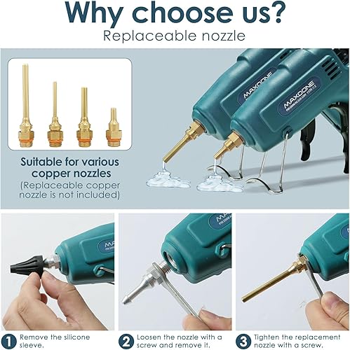 Vista 2 de Kit de pistola de pegamento caliente ignífuga de 100 W, pistola de pegamento MAXDONE Craft tamaño completo (no mini), pistola de pegamento caliente