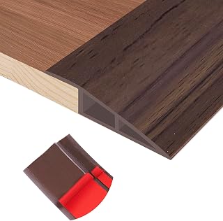 Heonay Self-Adhesive Vinyl Floor Transition Strip - Deep Brown Wood Grain Door Threshold for Carpet to Tile, Laminate (1/5"-2/5", 3.3ft)