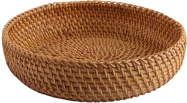 Handmade Autumn Rattan Weave Round Storage Basket - Kitchen & Picnic Use
