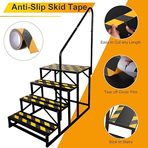 Miniatura 3 de Escalones de caravana con pasamanos, escalera de 4 escalones para bañera de hidromasaje con pasamanos, escaleras portátiles para caravana de 5