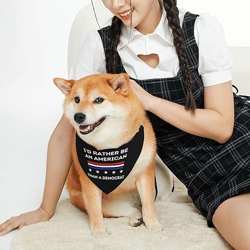 Miniatura 4 de Sombrero anti Trump con texto en inglés "I d Rather Be an American Than A Democrat", bandana para perro, baberos reversibles triangulares, bufanda,
