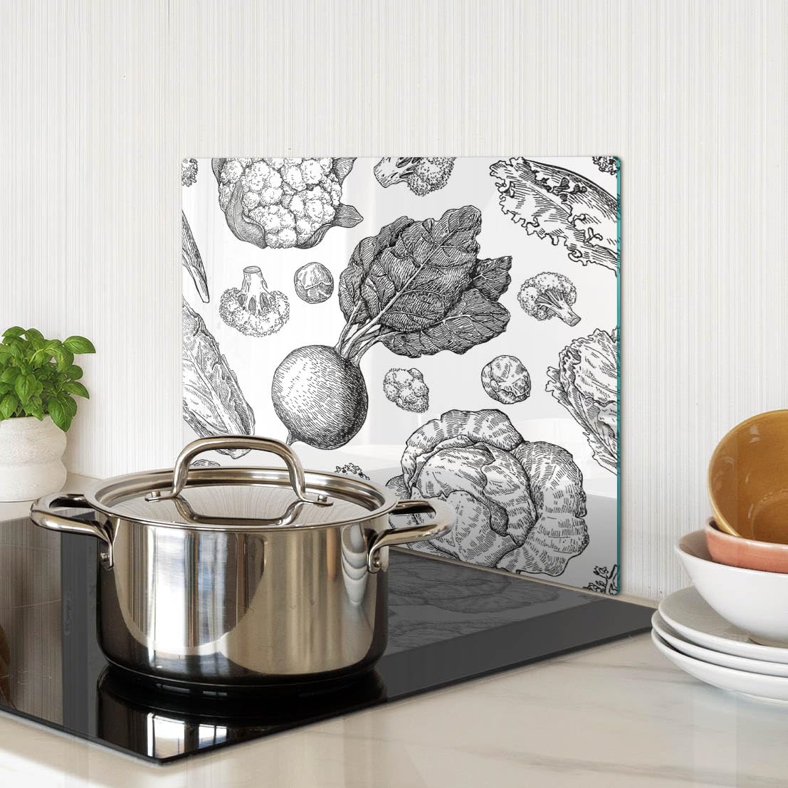 Plan de préparation en verre résistant à la chaleur 40x30 cm Légumes