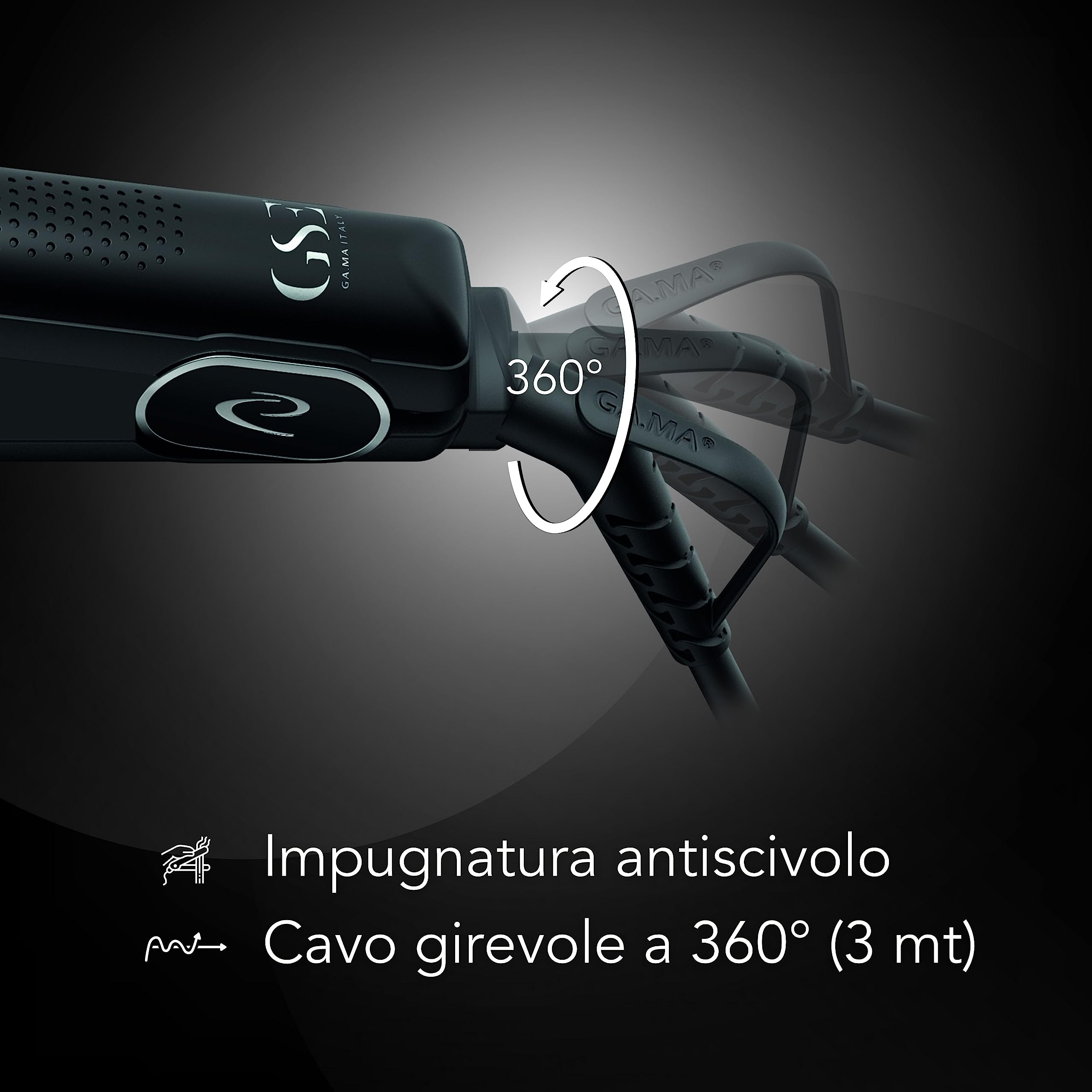 GA.MA Italy Professional, Piastra per Capelli G-Style Oxy-Active Wide & Long, Tecnologia Oxy-Active per Capelli Brillanti, Trafile Extra Larghe per Styling Rapido, Temperatura Fissa a 230°C, Nero
